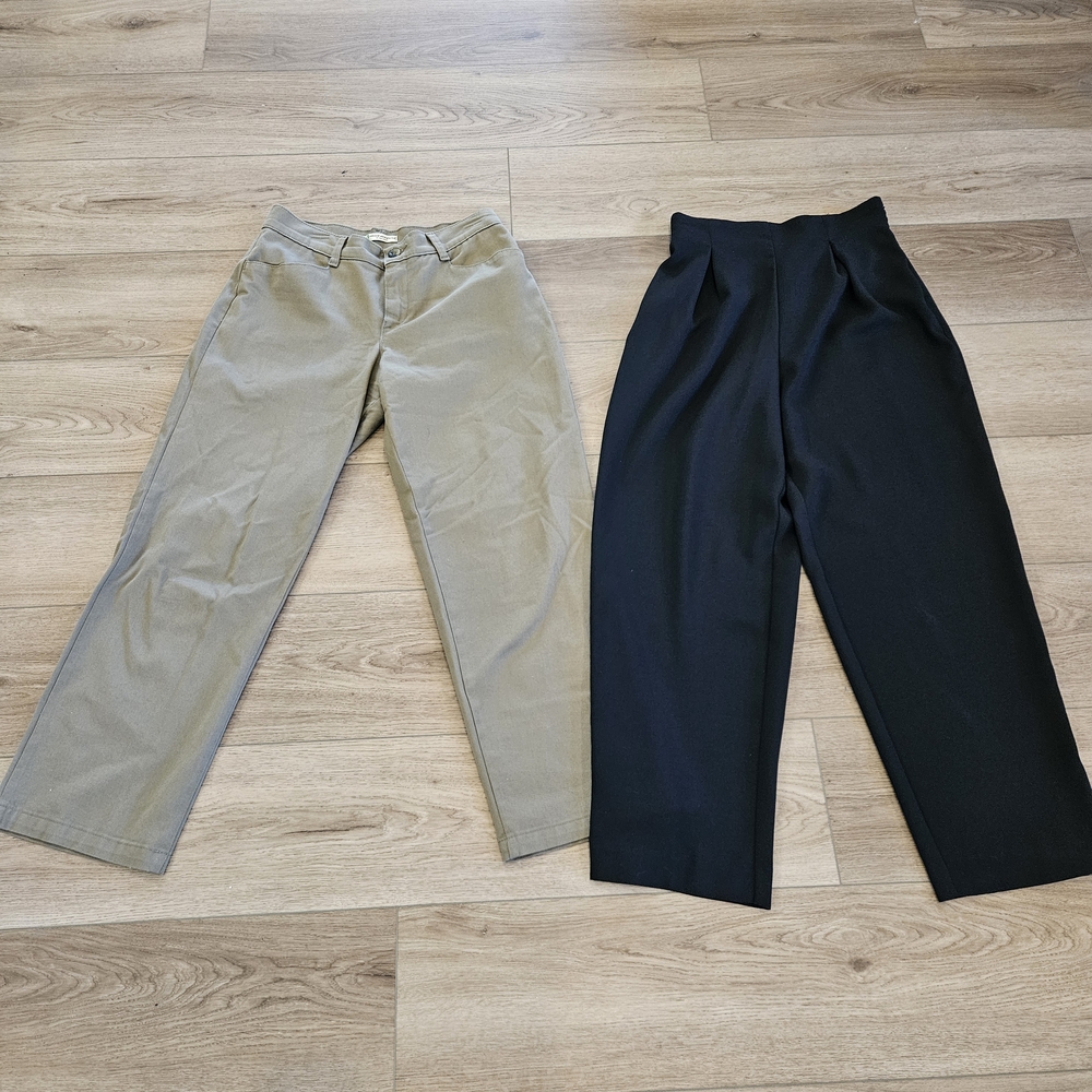 2 pairs women's  petite pants. Leslie Fay Dress pants and Lee casual straight